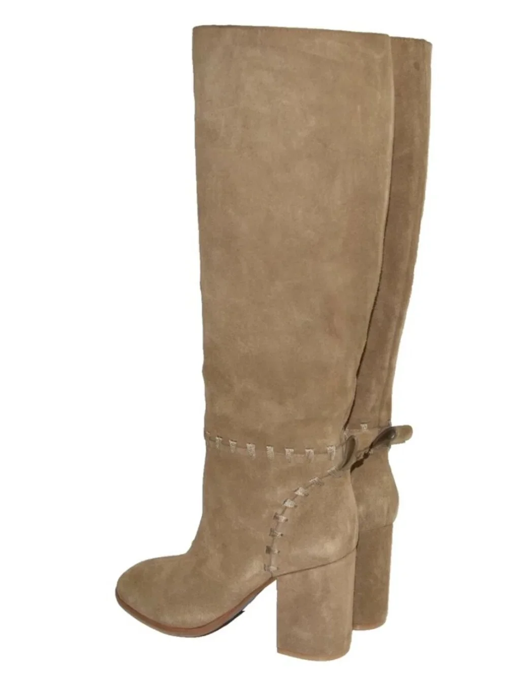 New Tory Burch Contraire Block Heel Suede Boot River Rock Brown 10.5 DD23